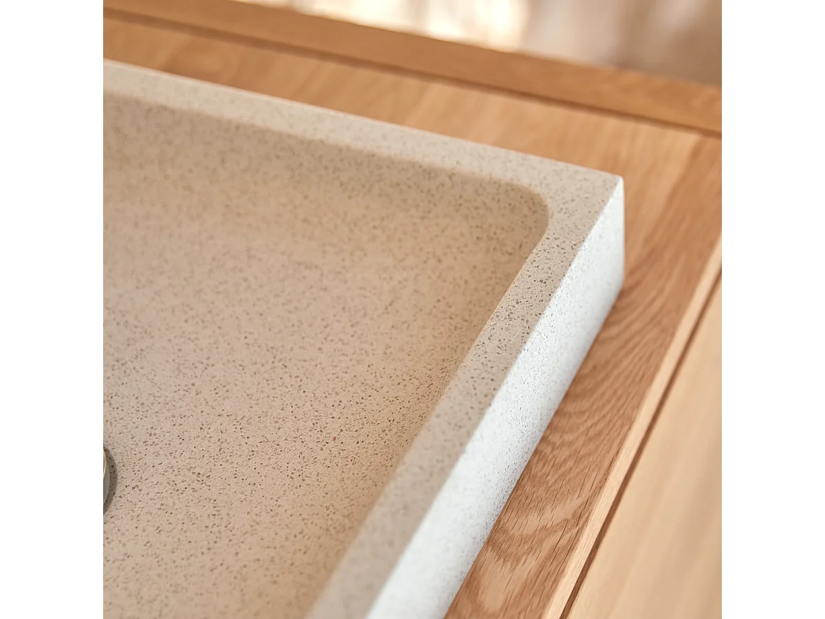 Quadratisches Waschbecken Timon aus Premium-Terrazzo White