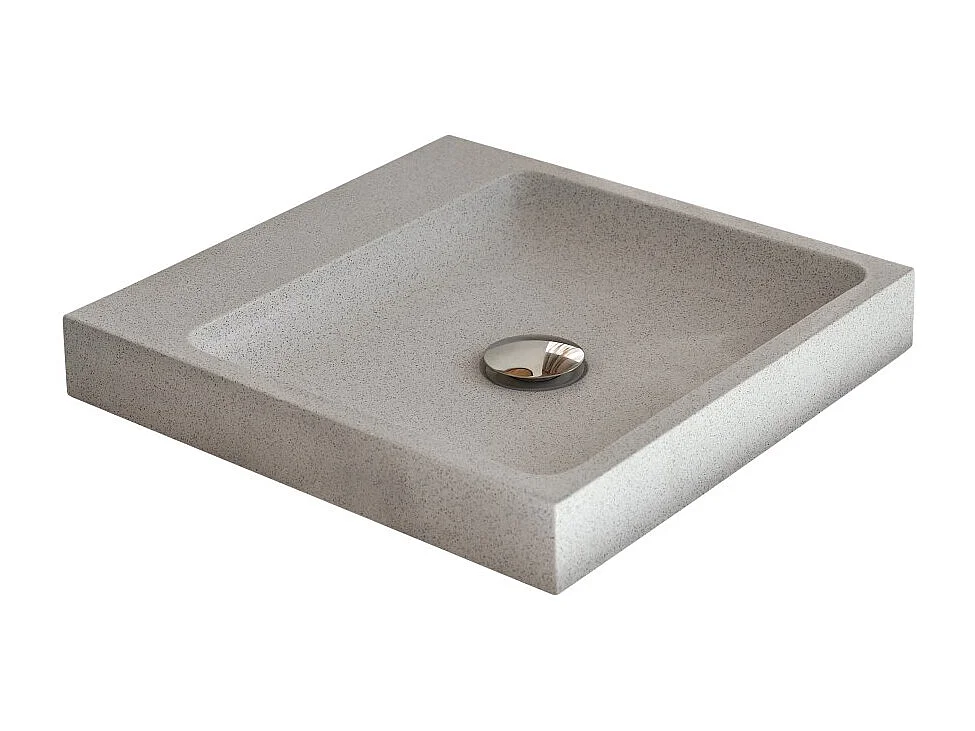 Quadratisches Waschbecken Timon aus Premium-Terrazzo White