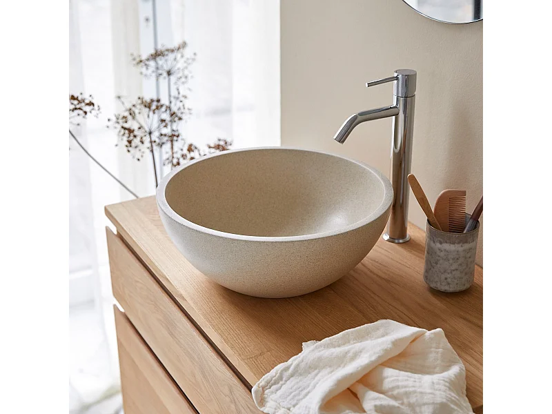 Vasque ronde en terrrazzo cream Micha