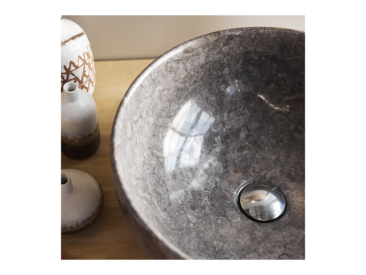 Vasque ronde en marbre Mia light grey
