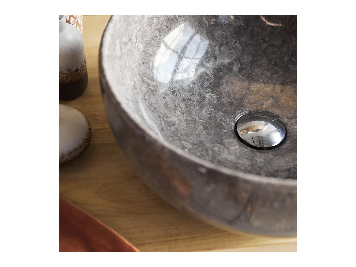 Vasque ronde en marbre Mia light grey