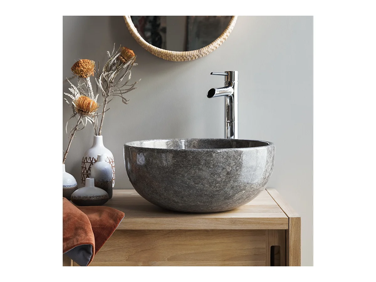 Lavandino circolare in marmo Mia light grey
