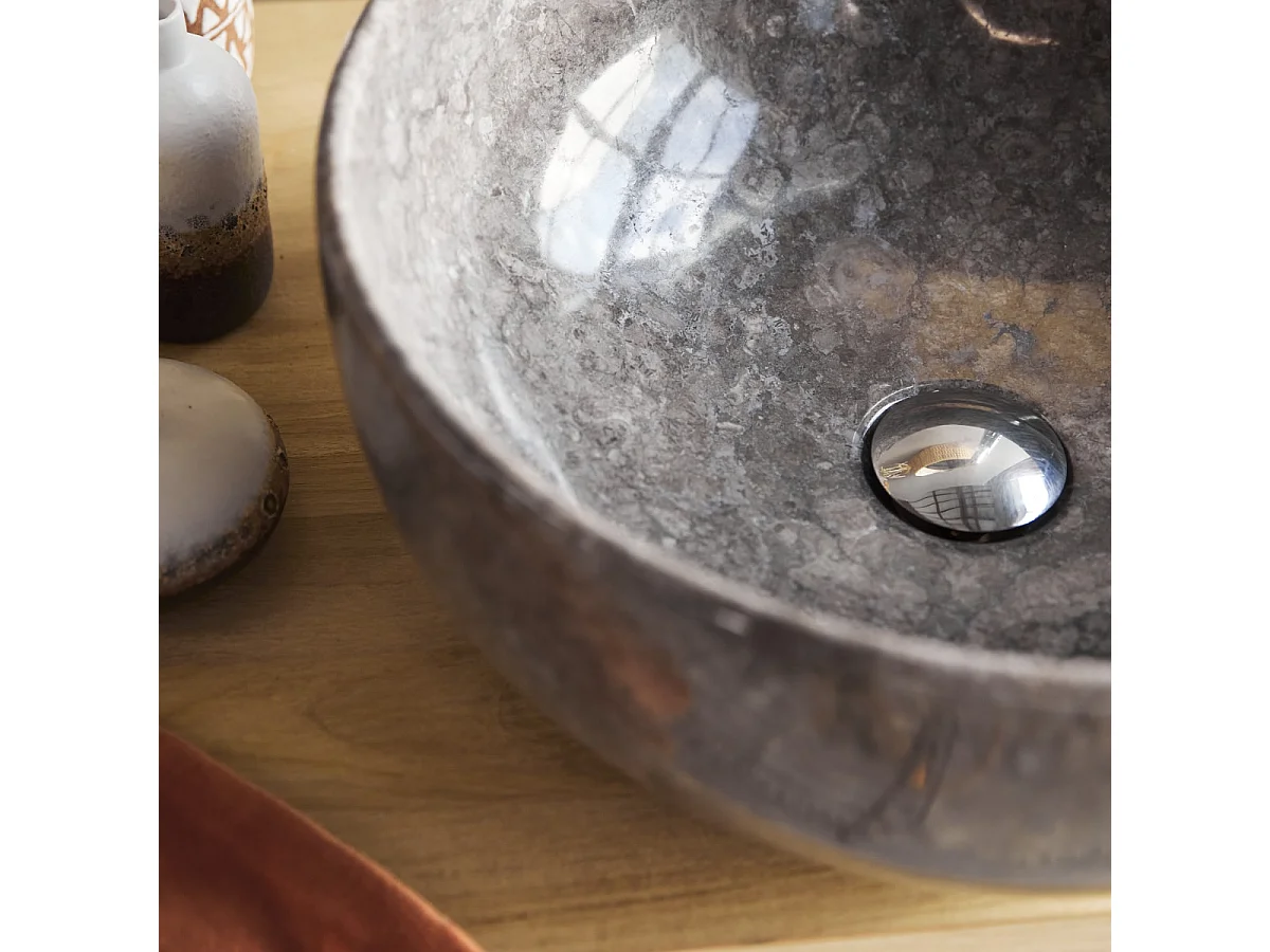 Vasque ronde en marbre Mia light grey