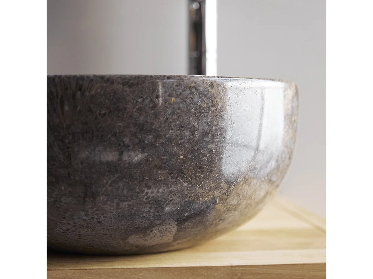 Lavandino circolare in marmo Mia light grey
