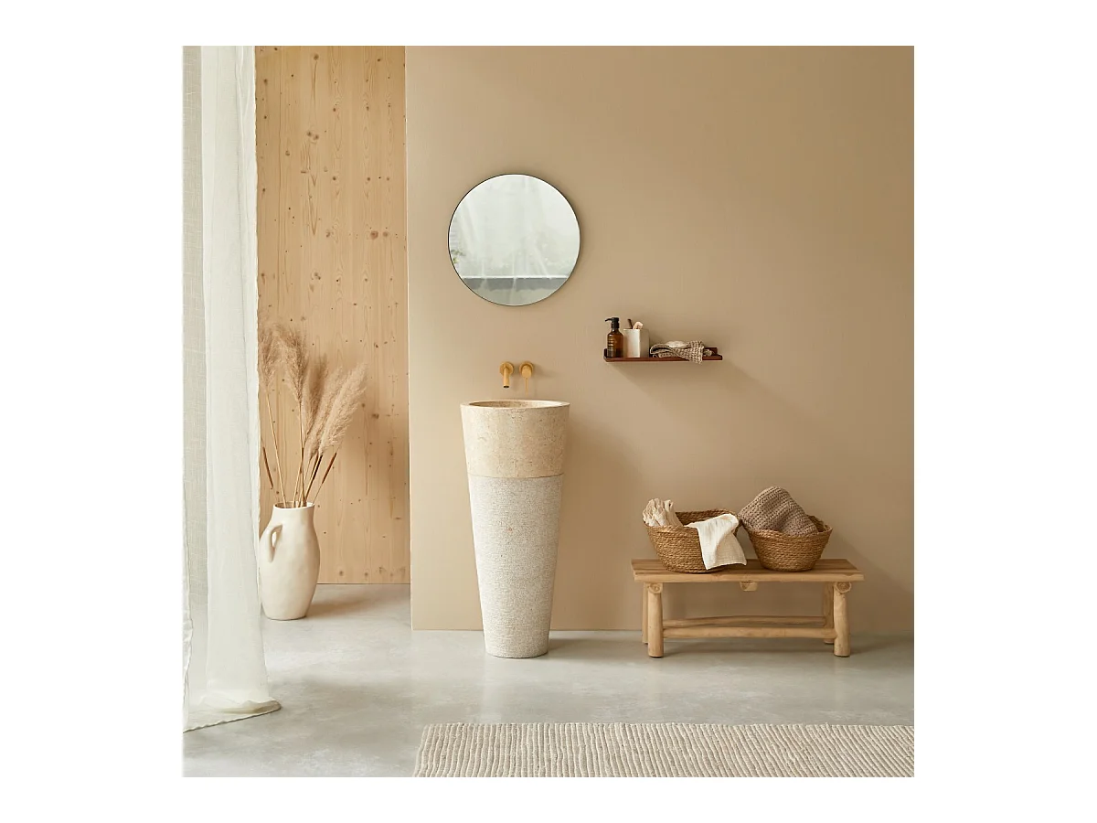 Standwaschbecken aus Marmor Waschbecken Marmorwaschbecken cremefarben