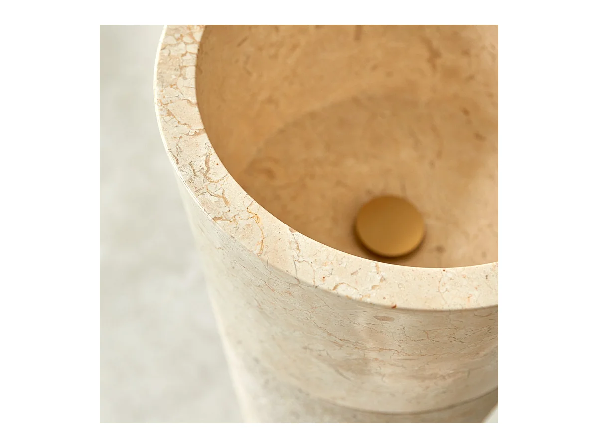 Standwaschbecken aus Marmor Waschbecken Marmorwaschbecken cremefarben