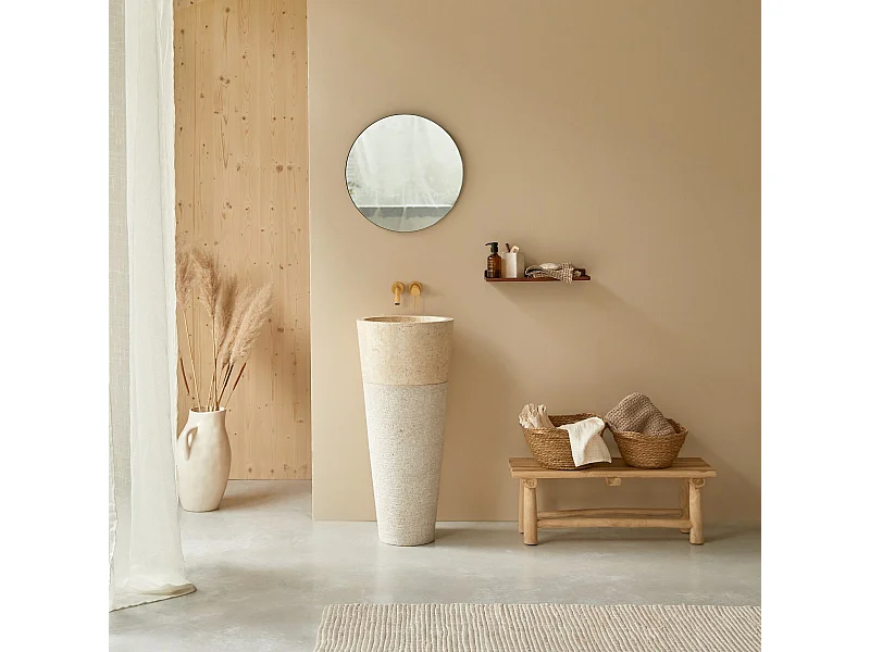 Vasque de salle de bain sur pied en marbre Koni Cream