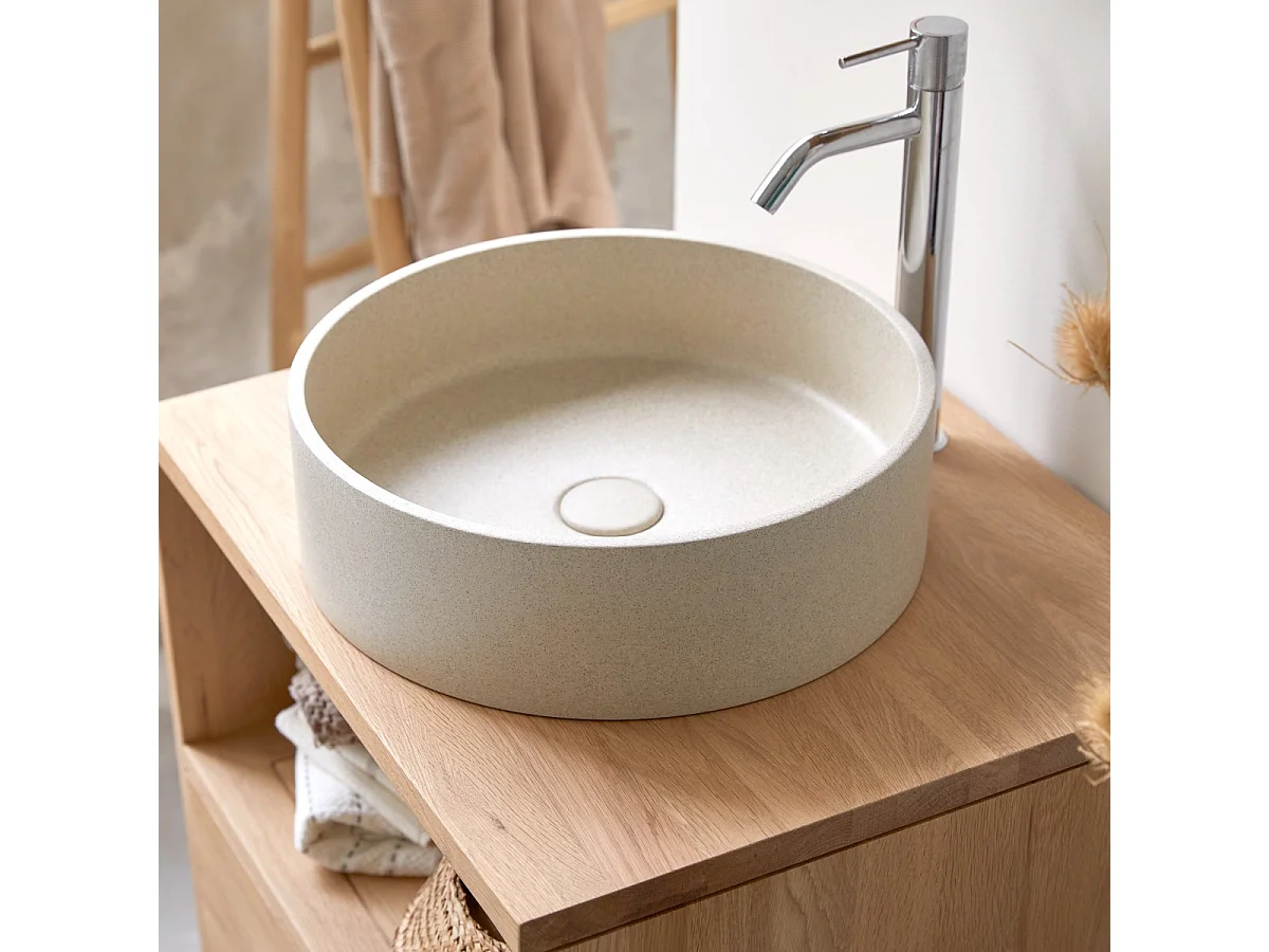 Lavabo tondo in cemento cream Gina
