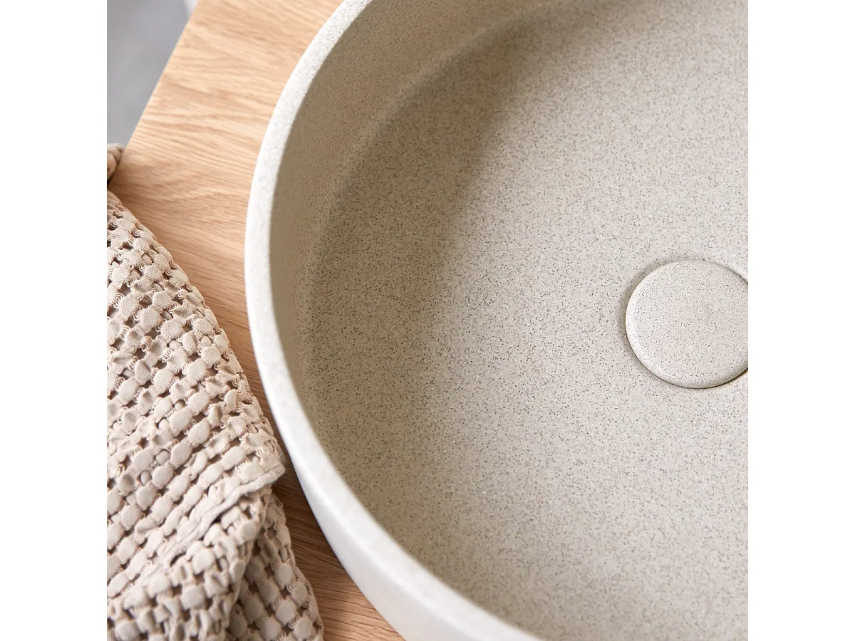 Lavabo tondo in cemento cream Gina