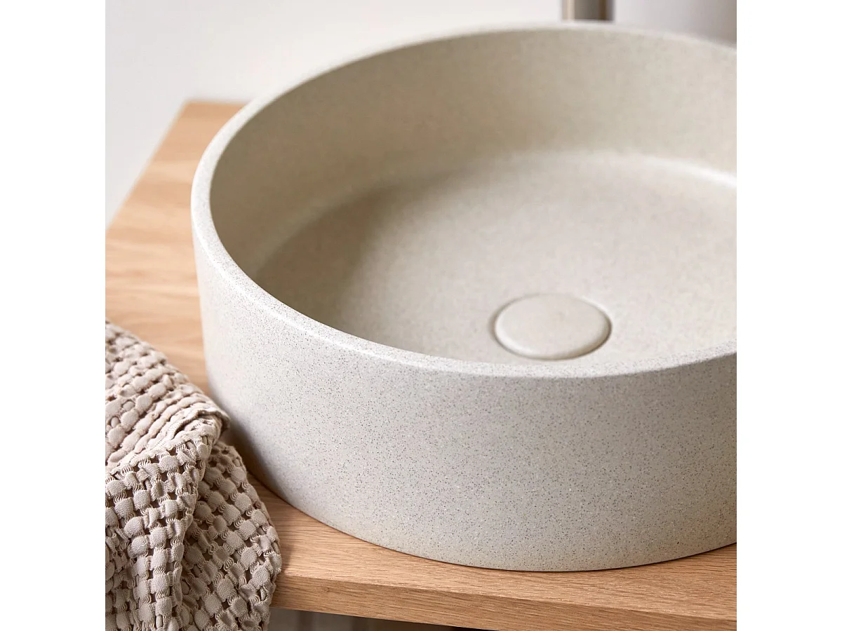 Lavabo tondo in cemento cream Gina