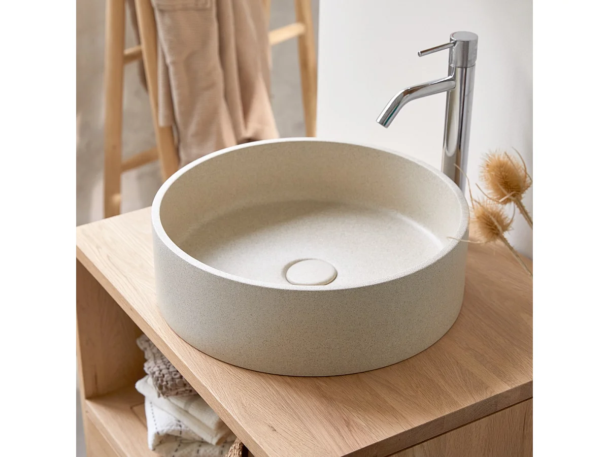 Lavabo tondo in cemento cream Gina