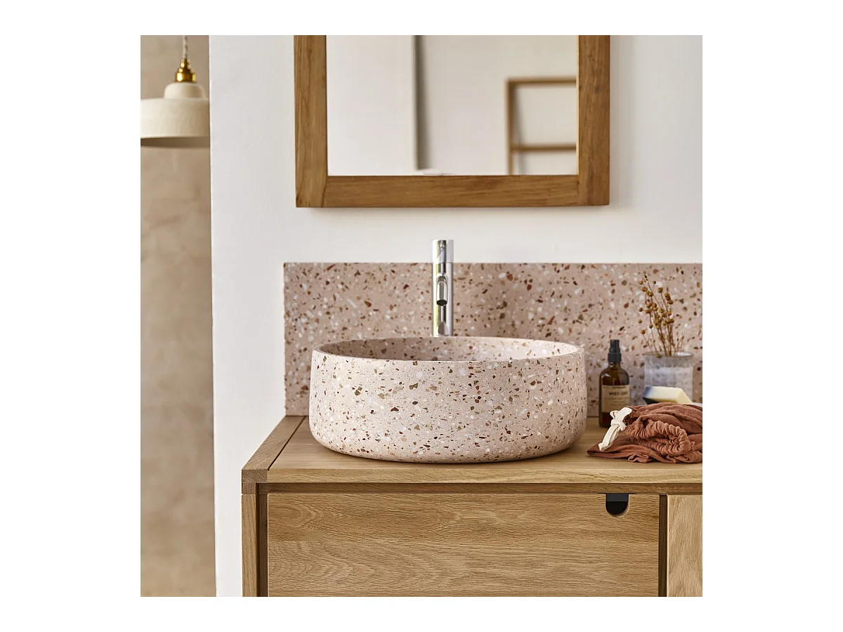 Vasque en terrazzo premium pink Milos