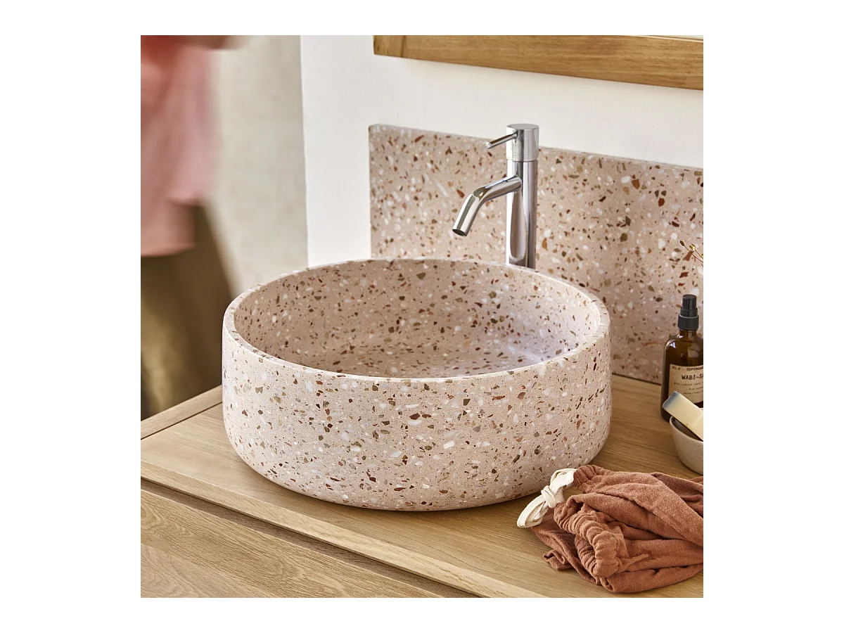 Vasque en terrazzo premium pink Milos