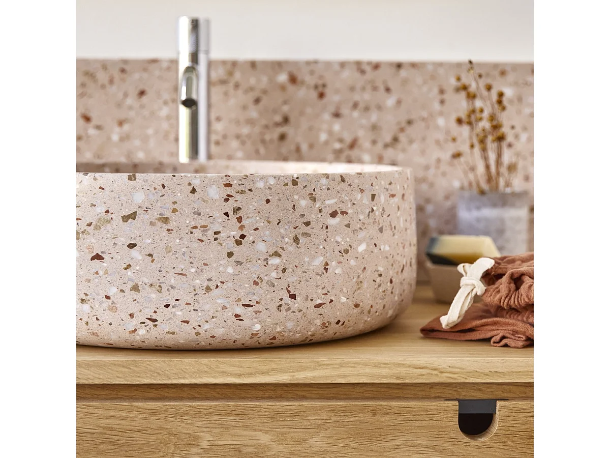 Vasque en terrazzo premium pink Milos