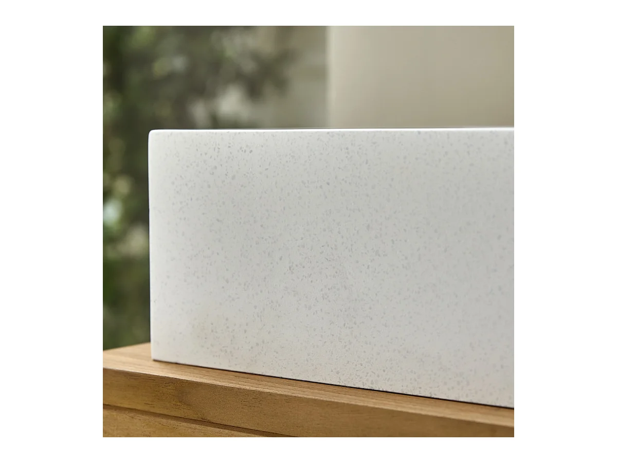 Waschbecken weiß rechteckig Terrazzo 90 cm Waschtisch Badezimmer unbehandelt