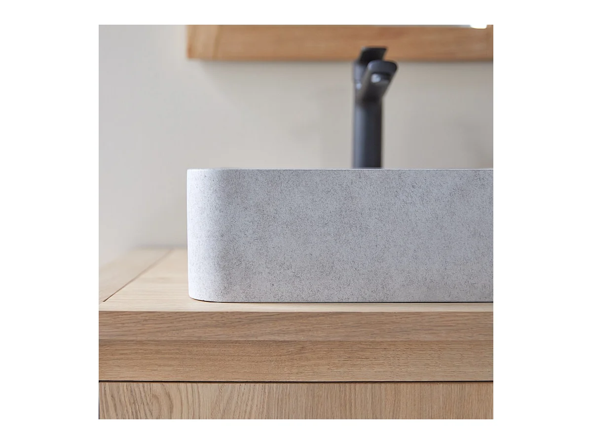 Quadratischer Waschtisch aus grauem Beton Thaïs