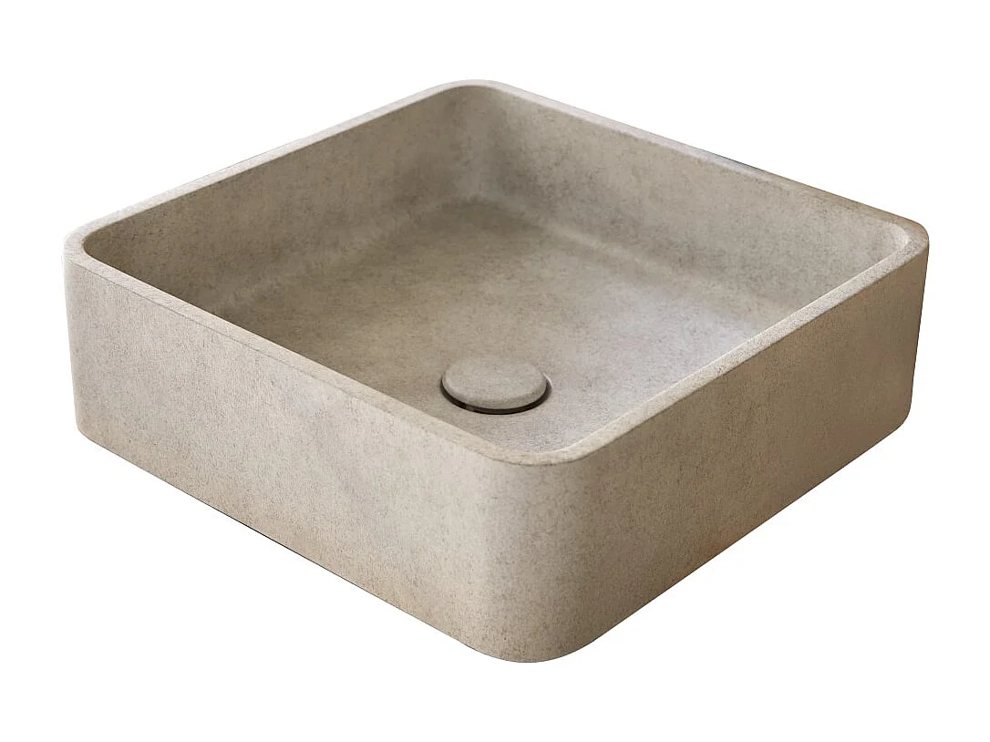 Quadratischer Waschtisch aus grauem Beton Thaïs