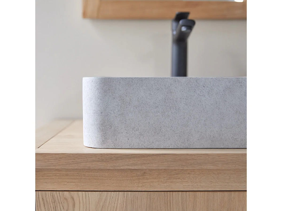 Quadratischer Waschtisch aus grauem Beton Thaïs