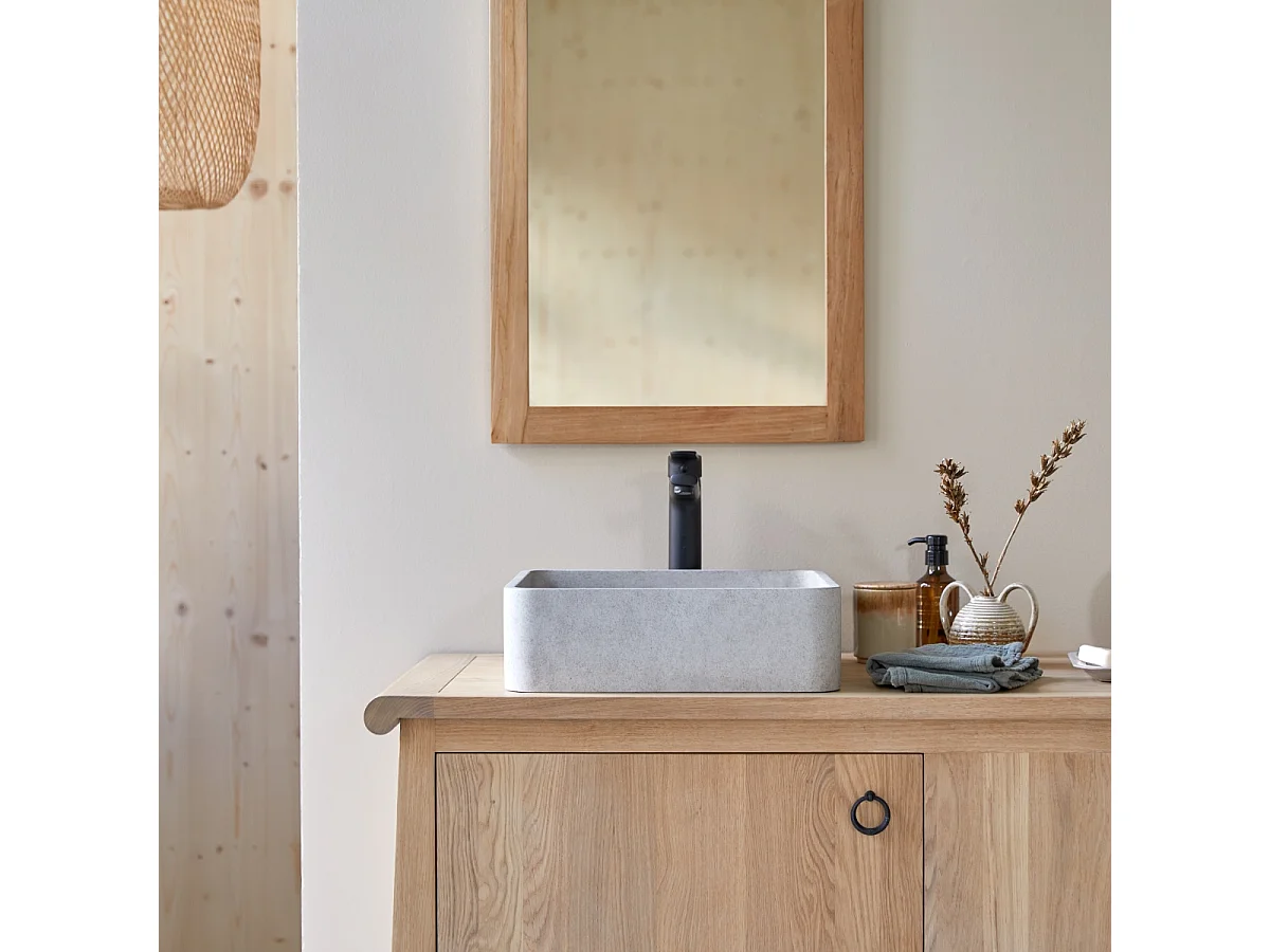 Quadratischer Waschtisch aus grauem Beton Thaïs