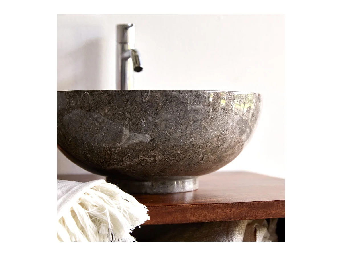 Waschbecken grau Aufsatzwaschbecken aus Marmor 35 cm