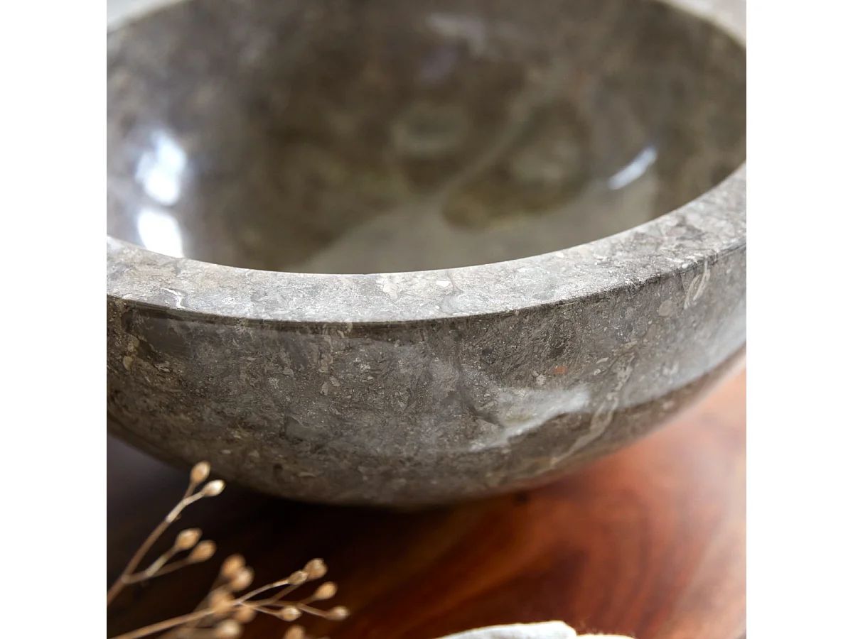 Waschbecken grau Aufsatzwaschbecken aus Marmor 35 cm