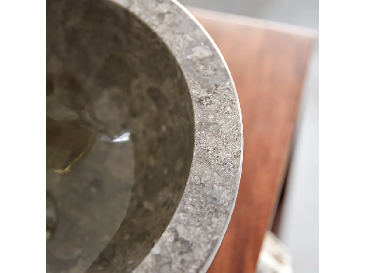 Waschbecken grau Aufsatzwaschbecken aus Marmor 35 cm