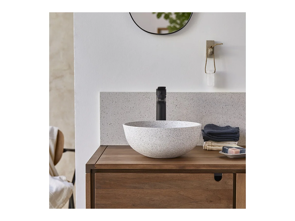 Lavabo in battuto di terrazzo premium white Elea