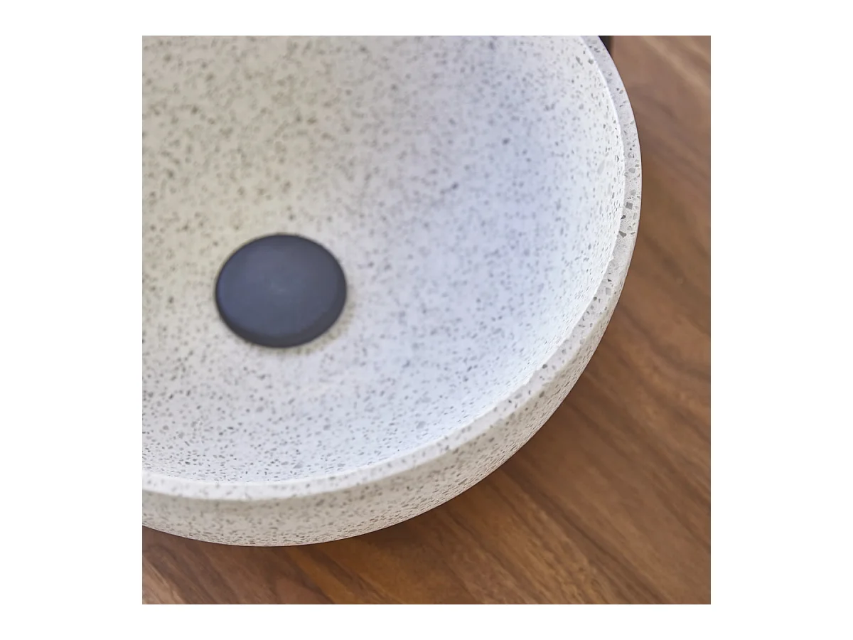 Lavabo in battuto di terrazzo premium white Elea