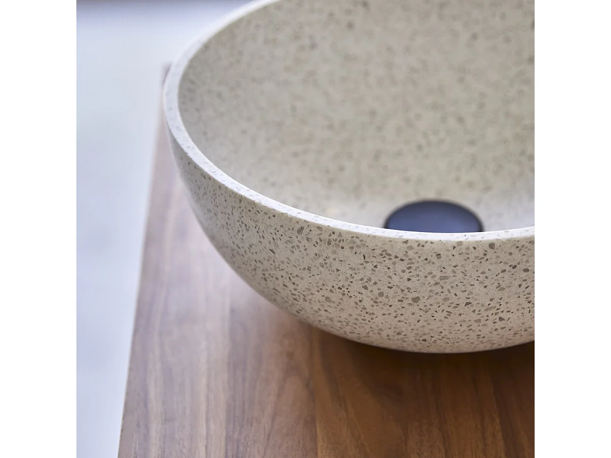 Lavabo in battuto di terrazzo premium white Elea