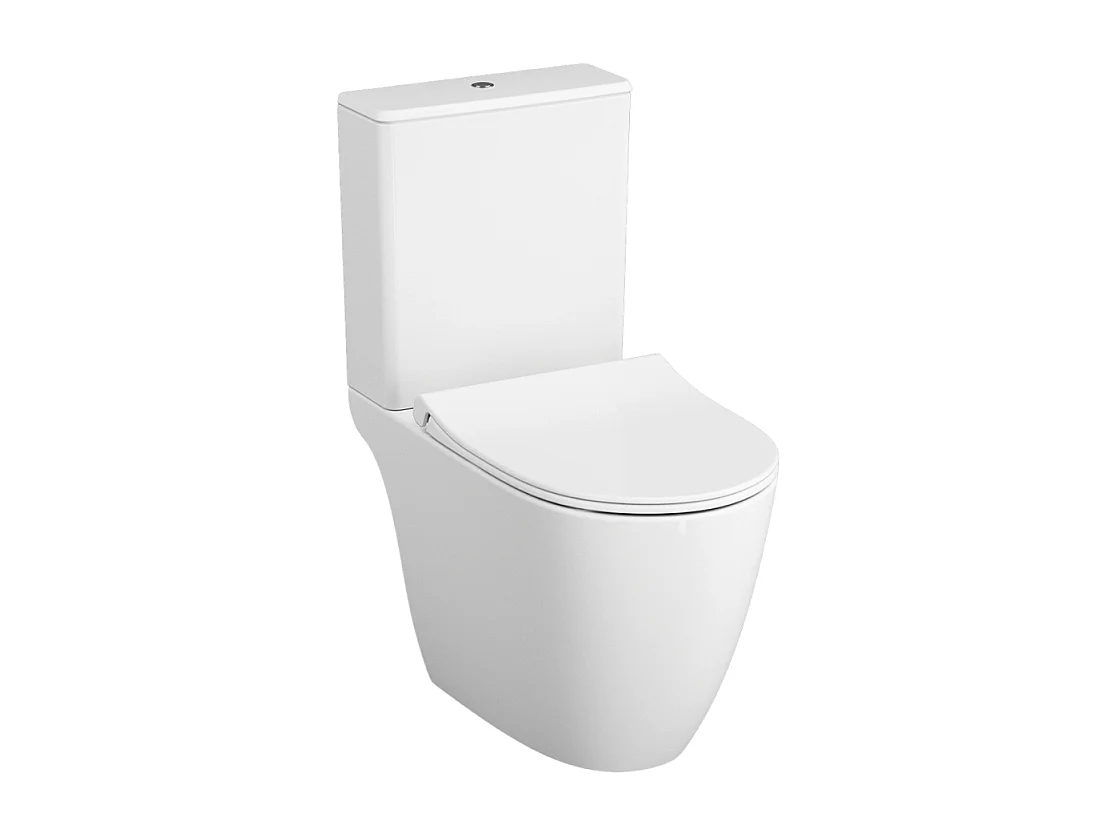 WC à poser sans bride VitrA Sento + abattant slim frein de chute blanc