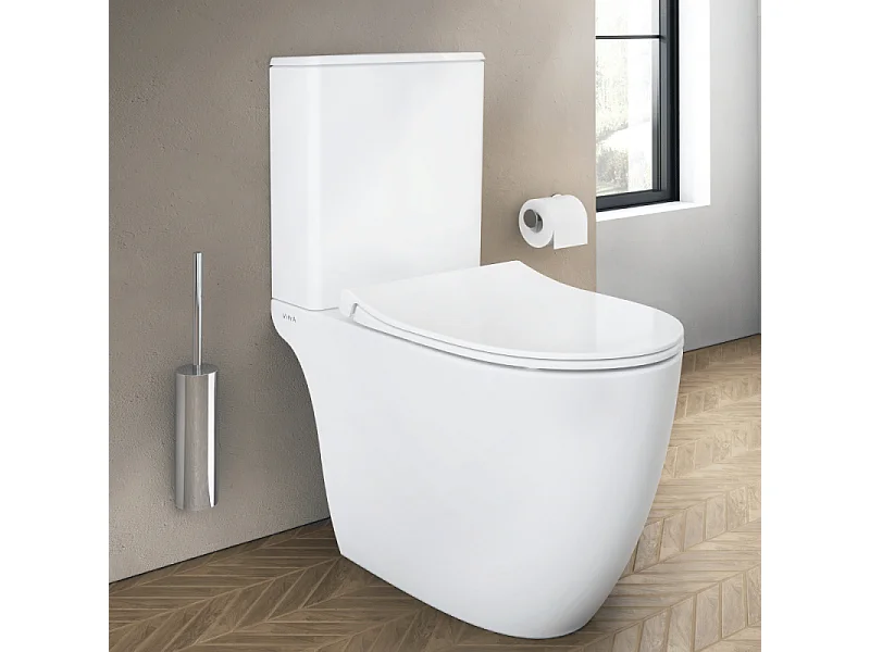 WC à poser sans bride VitrA Sento + abattant slim frein de chute blanc