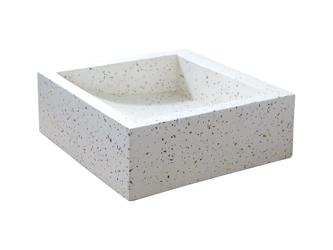 Waschbecken Aufsatzwaschbecken in weiß gesprenkelt oval 40