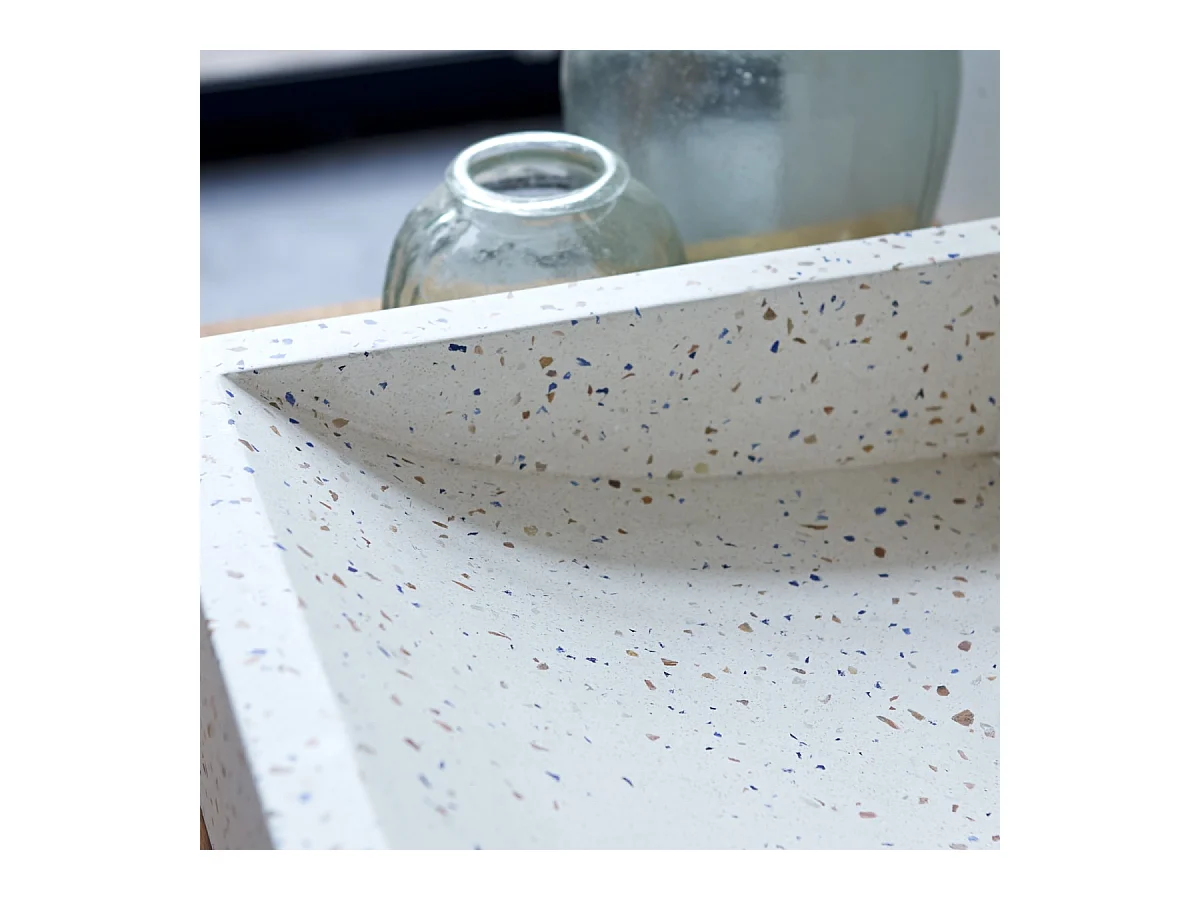 Waschbecken Aufsatzwaschbecken in weiß gesprenkelt oval 40