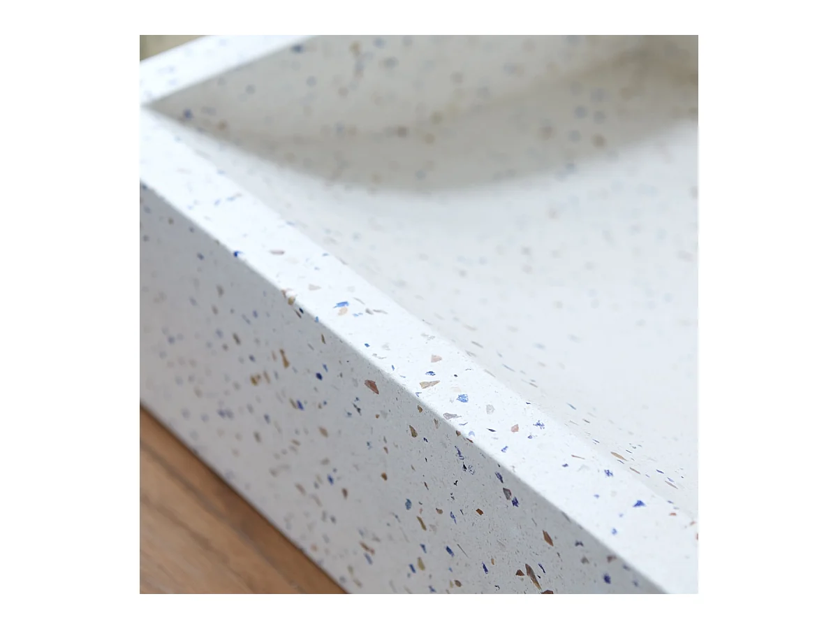 Waschbecken Aufsatzwaschbecken in weiß gesprenkelt oval 40