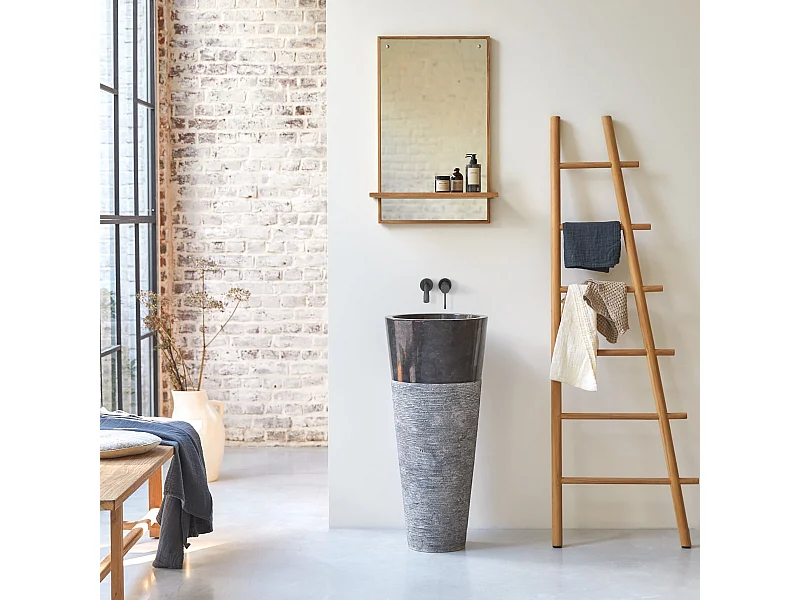 Marmor Waschbecken Waschschale Waschtisch Stein Steinbecken Marmorfuß Neu Bad