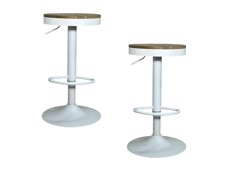 Tabouret de bar réglable métal blanc (lot de 2) LEEDS
