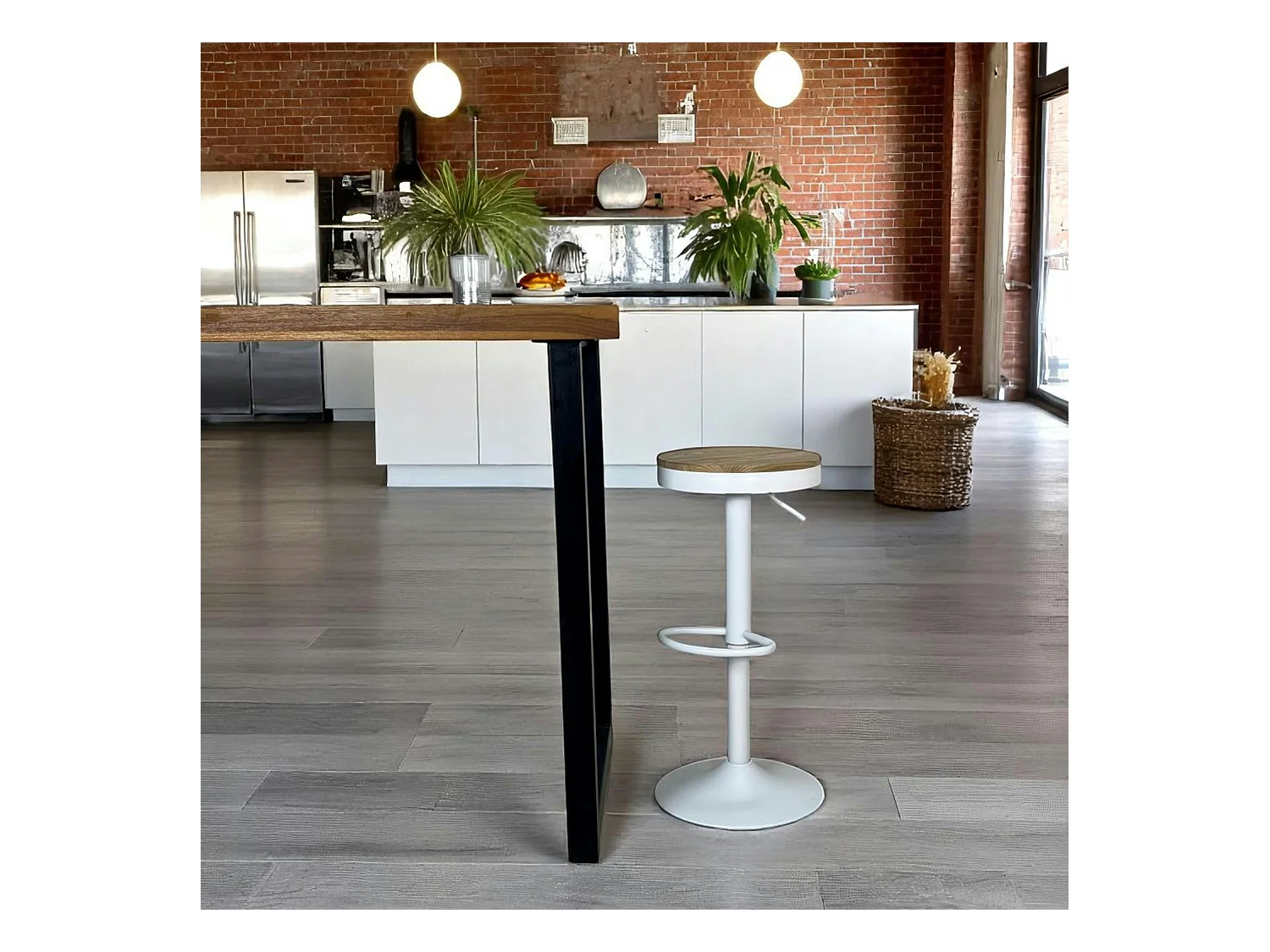 Tabouret de bar réglable métal blanc (lot de 2) LEEDS
