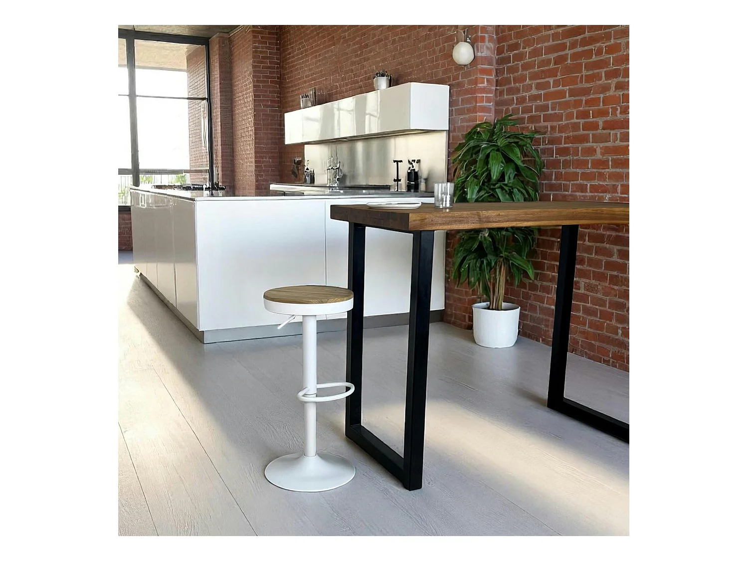 Tabouret de bar réglable métal blanc (lot de 2) LEEDS