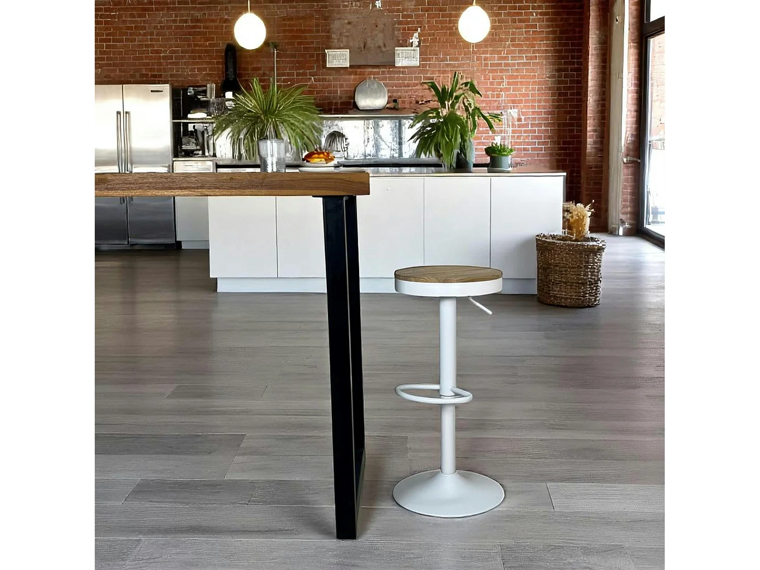 Tabouret de bar réglable métal blanc (lot de 2) LEEDS