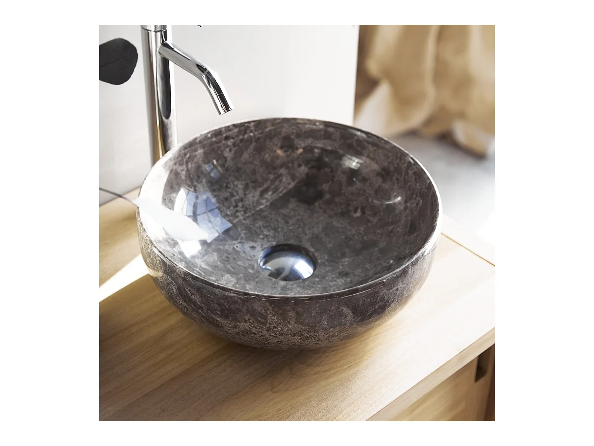 Rundes Marmorwaschbecken Pia light grey