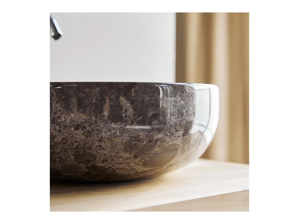 Rundes Marmorwaschbecken Pia light grey