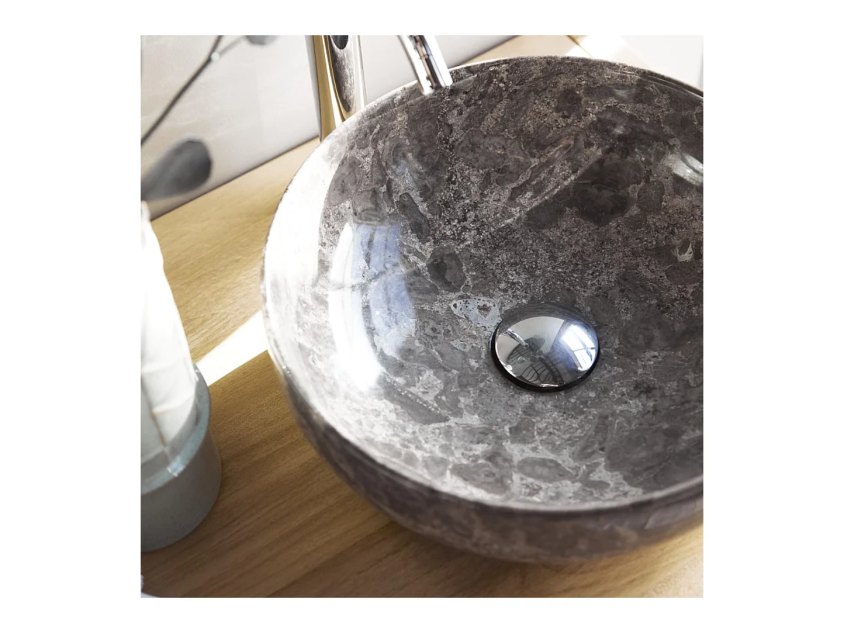 Rundes Marmorwaschbecken Pia light grey