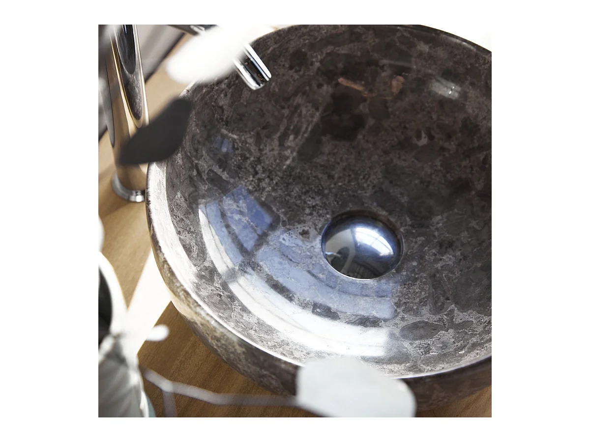 Rundes Marmorwaschbecken Pia light grey