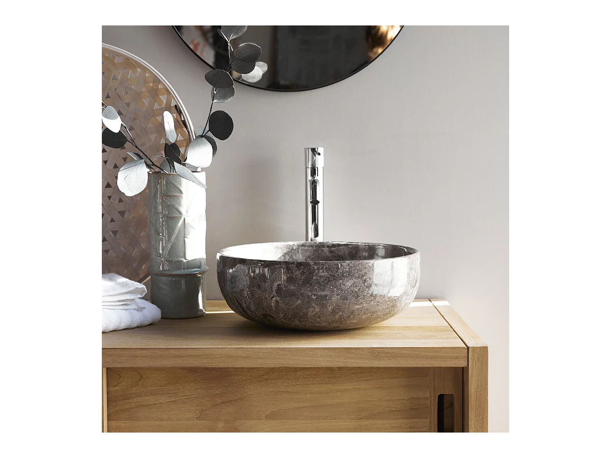 Lavandino circolare in marmo Pia light grey