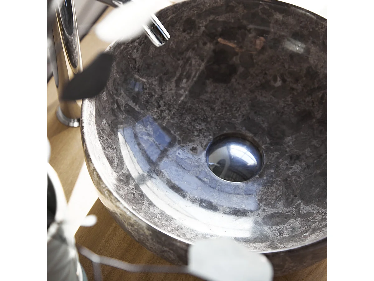 Rundes Marmorwaschbecken Pia light grey