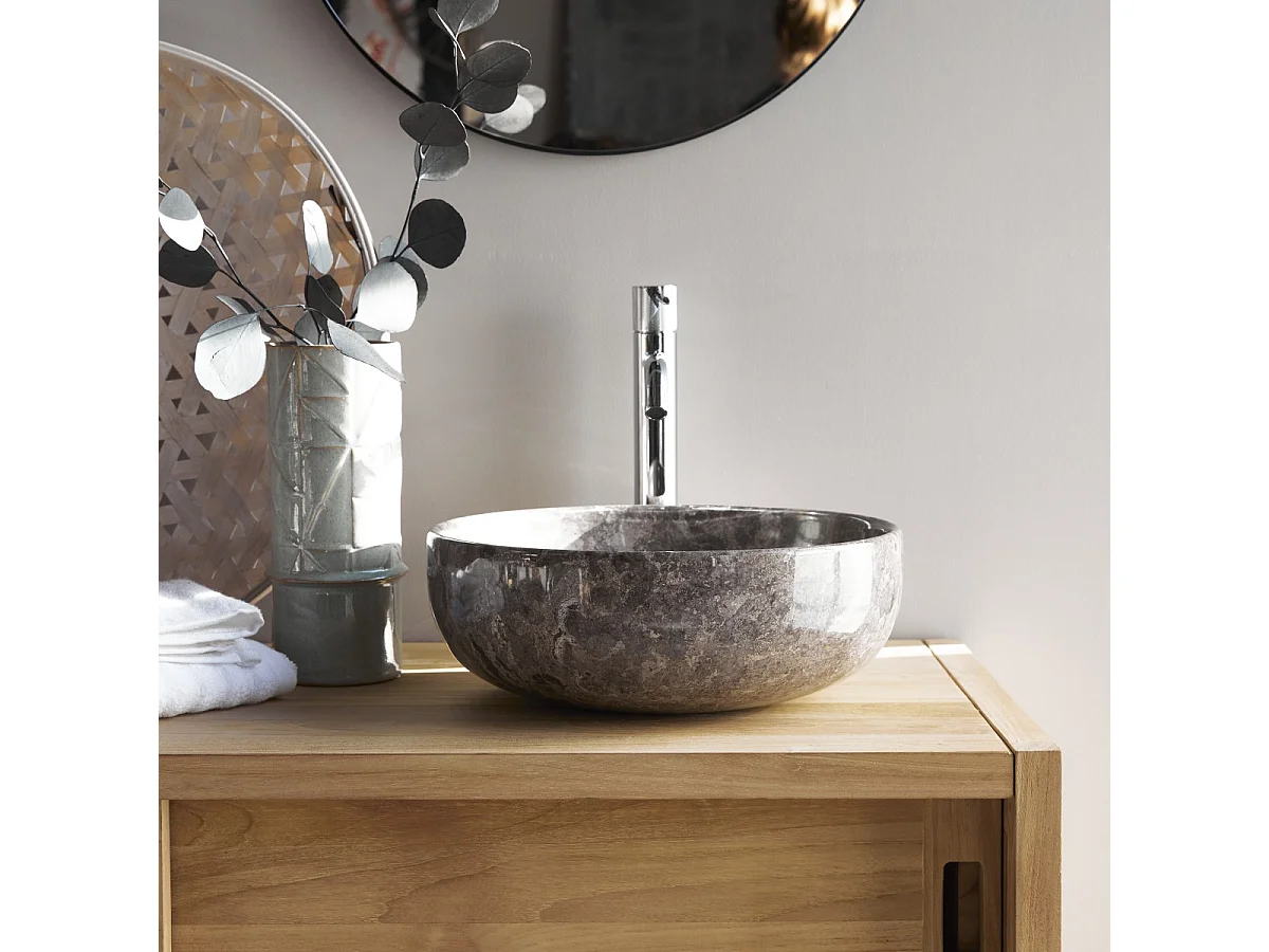 Lavandino circolare in marmo Pia light grey