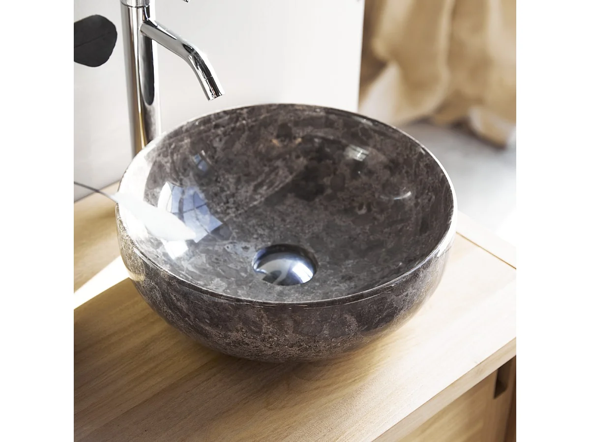 Lavandino circolare in marmo Pia light grey