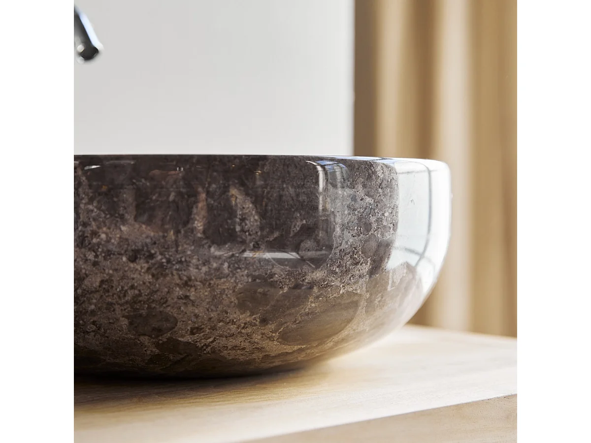 Lavandino circolare in marmo Pia light grey