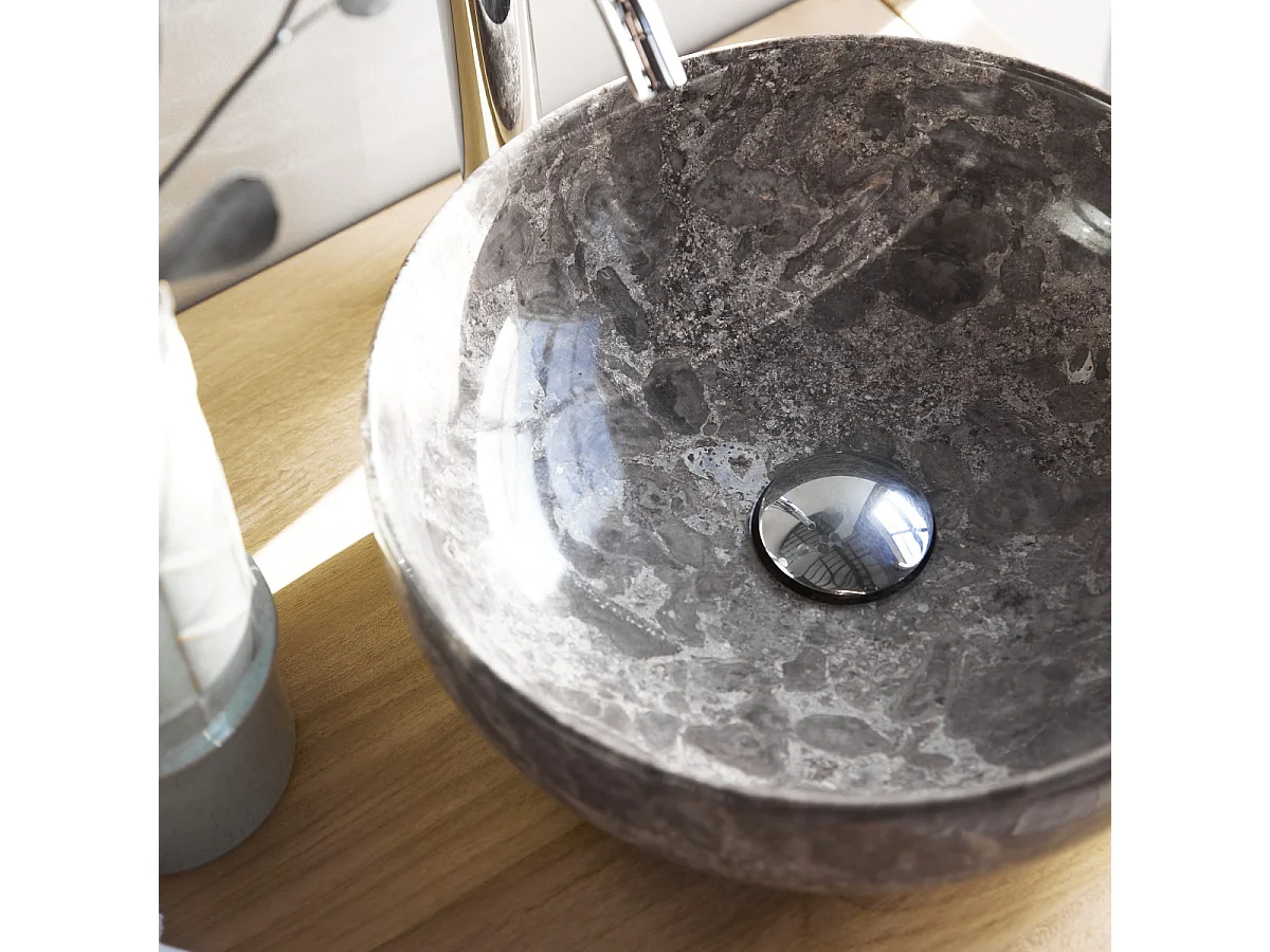 Lavandino circolare in marmo Pia light grey