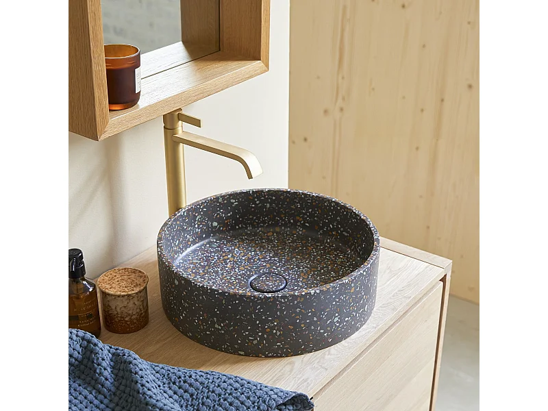 Rundes Waschbecken Gina aus Terrazzo Konfetti